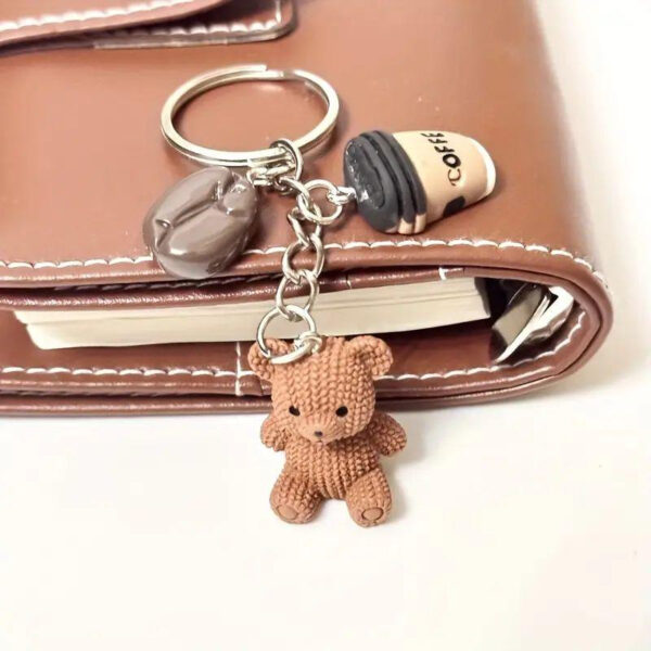 Wholesale Cartoon Mini Stereo Brown Bear Doll Coffee Bean Keychain Bag Pendant