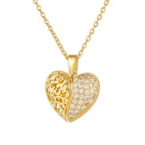 Golden hollow opening and closing love heart