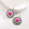 Wholesale Colored turquoise diamond encrusted oval earrings