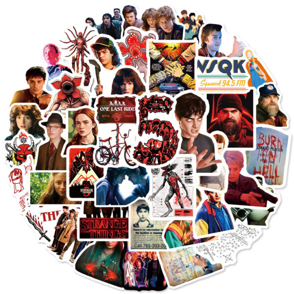 Wholesale 54pcs Red Scary Cartoon Character Flowers Waterproof Vinyl Stickers