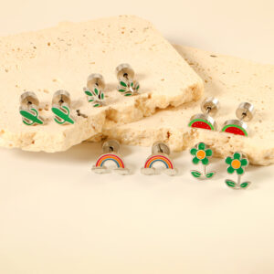 Wholesale Cute Fruit Plant Rainbow Stainless Steel Earrings