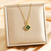 Wholesale Full Diamond Zircon Lucky Color Diamond Clover Necklace