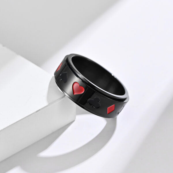 Wholesale Plum Blossoms Square Poker Titanium Steel Ring