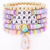 Wholesale Easter egg macaron colored acrylic Easter rabbit bracelet