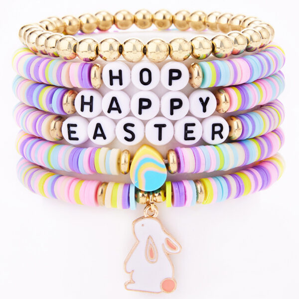 Wholesale Easter egg macaron colored acrylic Easter rabbit bracelet