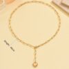 Wholesale Stainless steel gold colored interlocking heart necklace