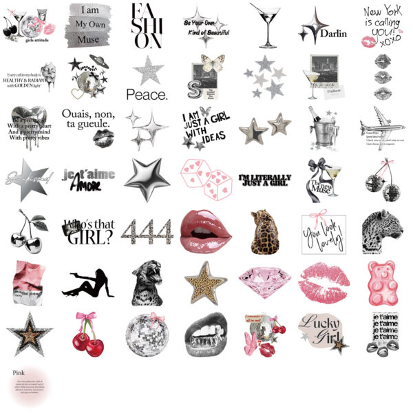 Wholesale 50pcs Silver Lucky Girl Graffiti Waterproof Vinyl Stickers