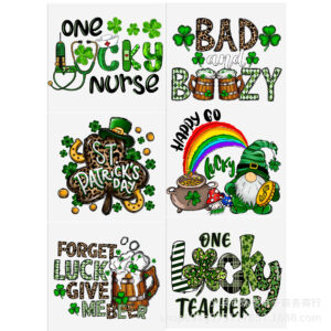 St. Patrick's Day series transparent crystal water cup waterproof sticker suit (6 pieces/set)
