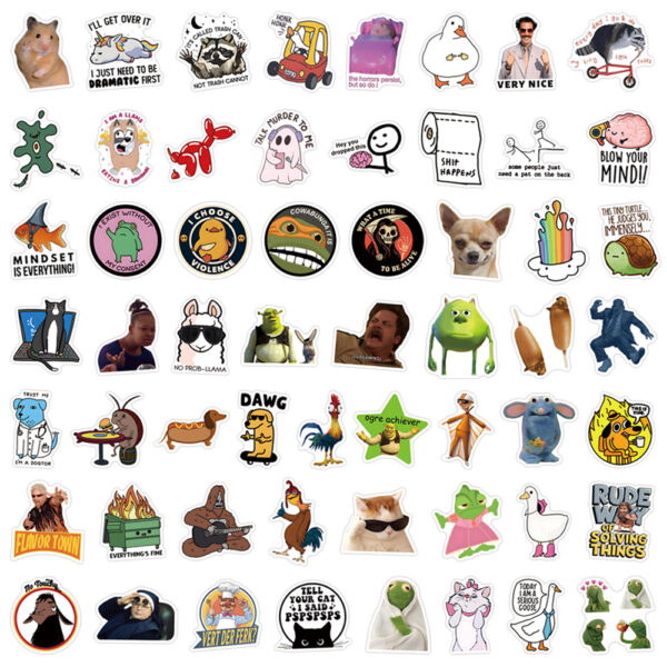 Wholesale 55pcs of fun, cartoonish, and hilarious Waterproof Vinyl Stickers