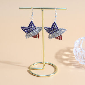 Five-pointed star diamond earrings