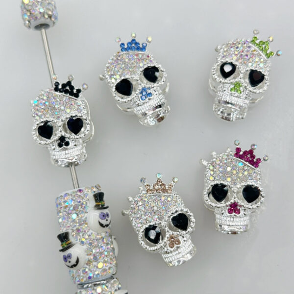 O1CN01FuI0JW1QqPu3Yv7MO_2215566152027-0-cib Wholesale Heavy-Duty Alloy Crown Ghost Skull Four-Hole Loose 3D Crystal Beads
