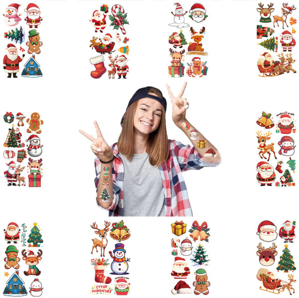 Wholesale 10pcs cartoon Christmas holiday tattoo stickers