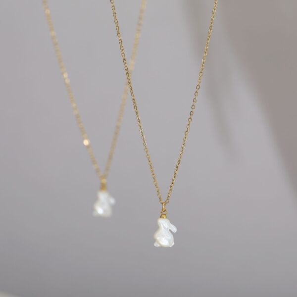 Wholesale Titanium steel rabbit white Easter necklace