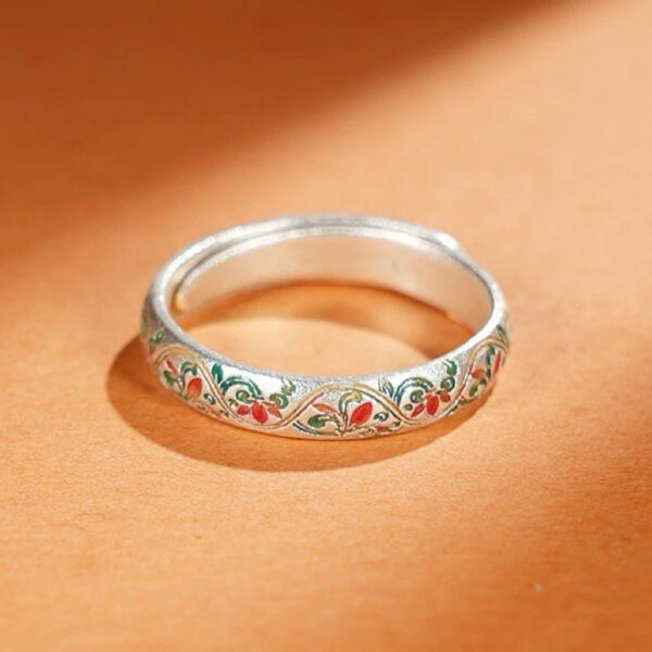 Wholesale Flower Vine Gold Enamel Index Finger Ivy Open Ring