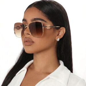 Wholesale gradient tea-colored sunglasses cross border square oversized sunglasses