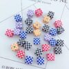 Wholesale 10pcs colorful checkerboard printed square acrylic beads