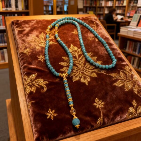 Wholesale Long turquoise round bead ethnic style necklace