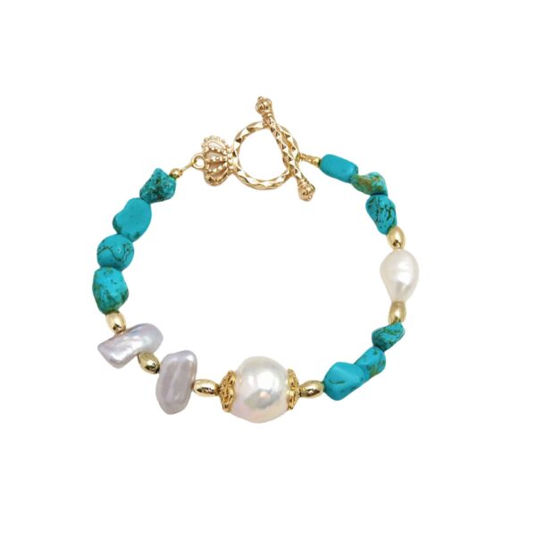 Wholesale Freshwater Baroque Pearl Turquoise Bead Necklace Natural Stone Bracelet