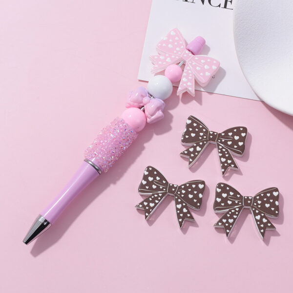 Wholesale 10pcs beaded pen beads UV lace bow milk pattern printed beads