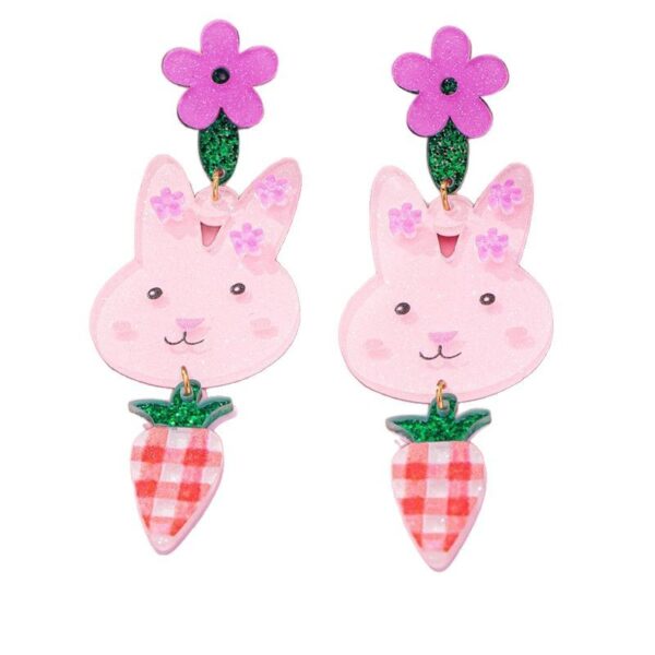 Wholesale Easter Pink Purple Rabbit Easter Egg Acrylic Earrings