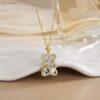 Wholesale Copper plated real gold micro inlaid zircon bear biscuit necklace