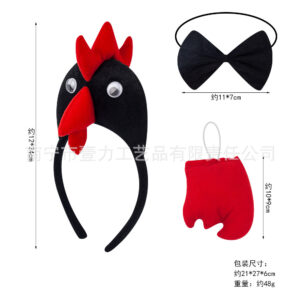 Three-dimensional black chicken three-piece set