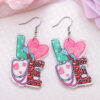 Wholesale LOVE Stethoscope Heart Leopard Print Pendant Earrings