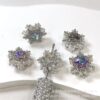 Wholesale 10pcs Snowflake inlaid with colored zircon straight hole beads