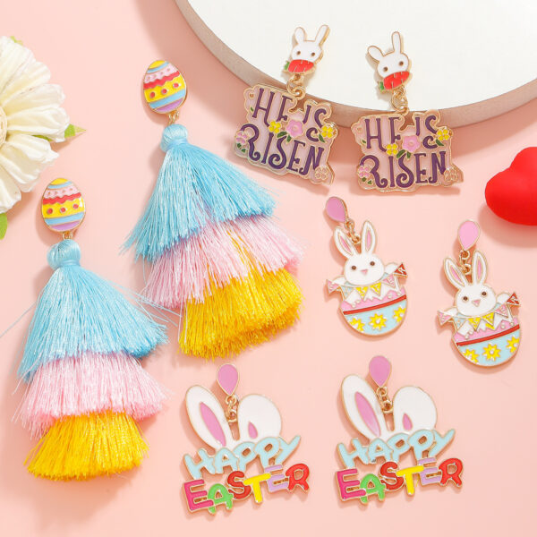 Wholesale Cute Rabbit Easter Letter Radish Egg Earrings