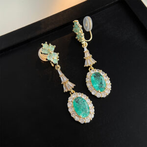 Heavy Long Ice Flower Zirconium Ear Clip