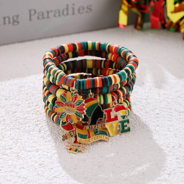 Wholesale Black History Month June Festival Red, Yellow, Green Adjustable Bracelet