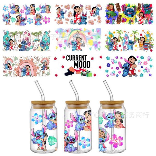Wholesale Popular Stitch Uv Dtf Transfer Crystal Transparent Sticker Waterproof and Scratch-Resistant Cartoon Cute Decoration Wholesale Cross-Border
