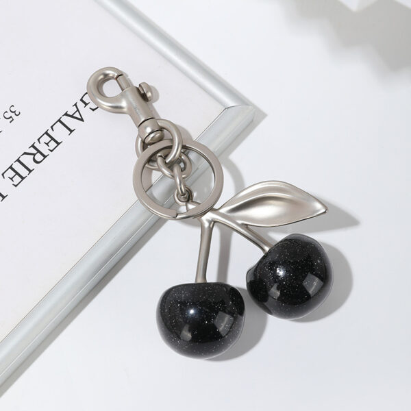 Wholesale Red cherry gold leaf metal keychain