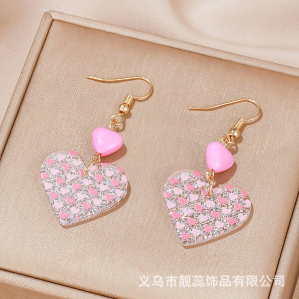 Wholesale Pink Peach Heart Valentine's Day Acrylic Earrings