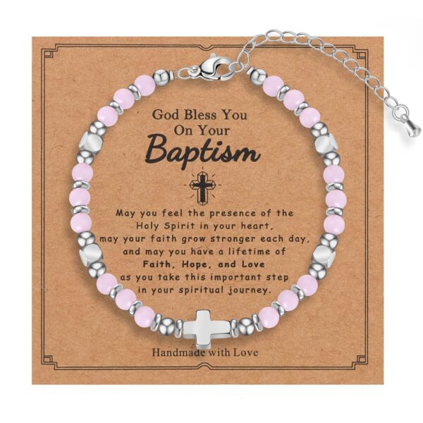 Wholesale Easter Gift Pink Crystal Chain Cross Bracelet