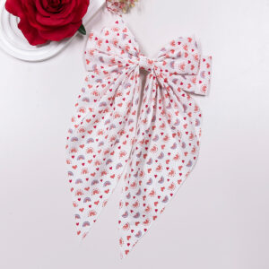 Rainbow heart-bow hairpin