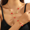 Wholesale Red Rose Bracelet and Necklace Valentine's Day Jewelry Set
