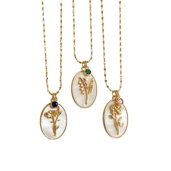 Wholesale December floral oval shell pendant collarbone chain