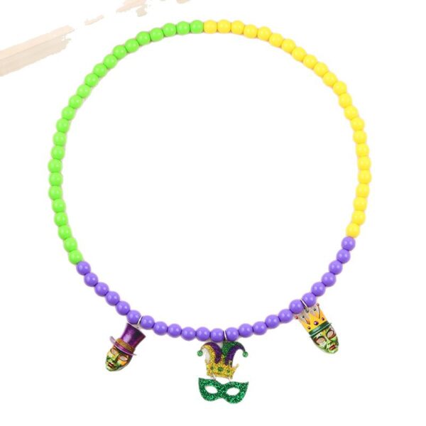 O1CN01GB4j9Z1T3MMGJJFjR_2677772326-0-cib Wholesale Carnival Colorfulful Beaded Mask Tassel Acrylic Pendant Necklace