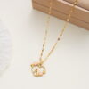 Wholesale 26 letter heart-shaped flower hollow stainless steel necklace