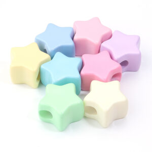 Five-pointed stars randomly mixed colors / Outer diameter 22.5mm, hole diameter 6.2mm
