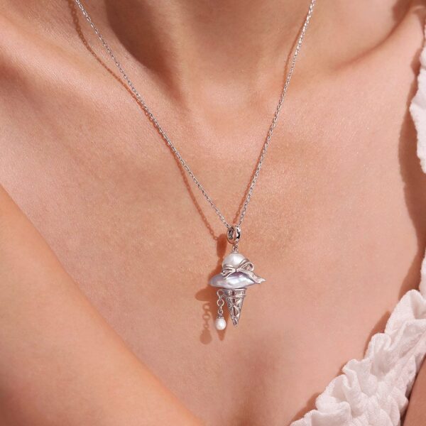Wholesale Pearl ice cream cone bow pearl cute necklace