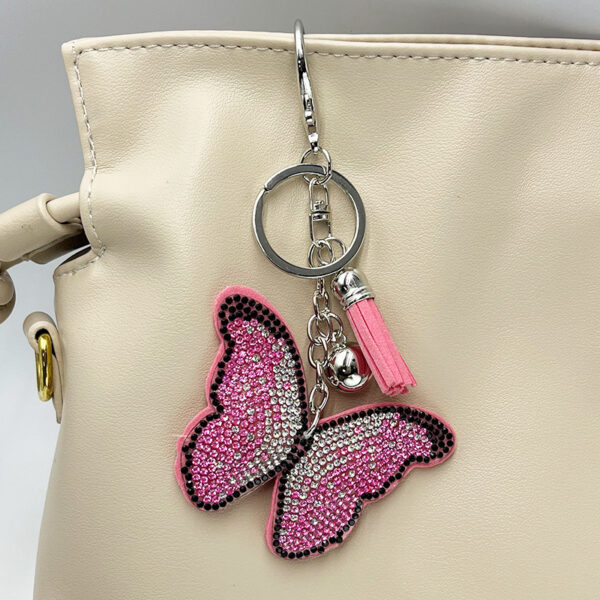 Wholesale Diamond-Studded Butterfly Keychain Fashion Tassel Bag Pendant