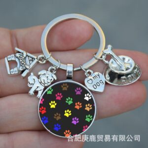 Colorful dog paws on black background