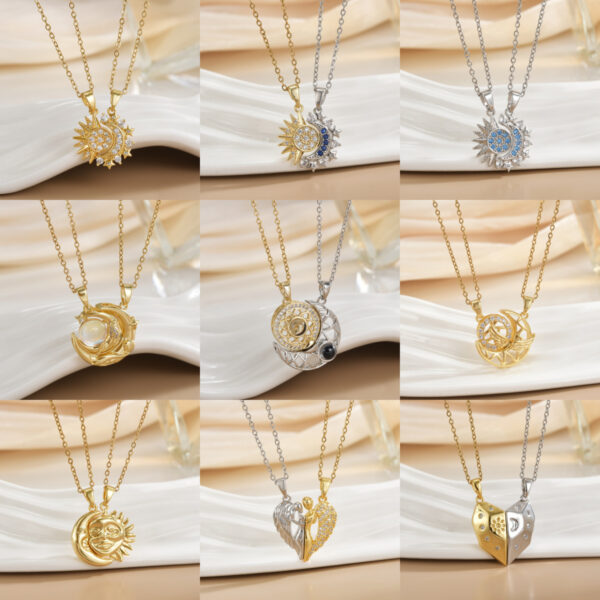 Wholesale Magnetic Sun Moon Necklace