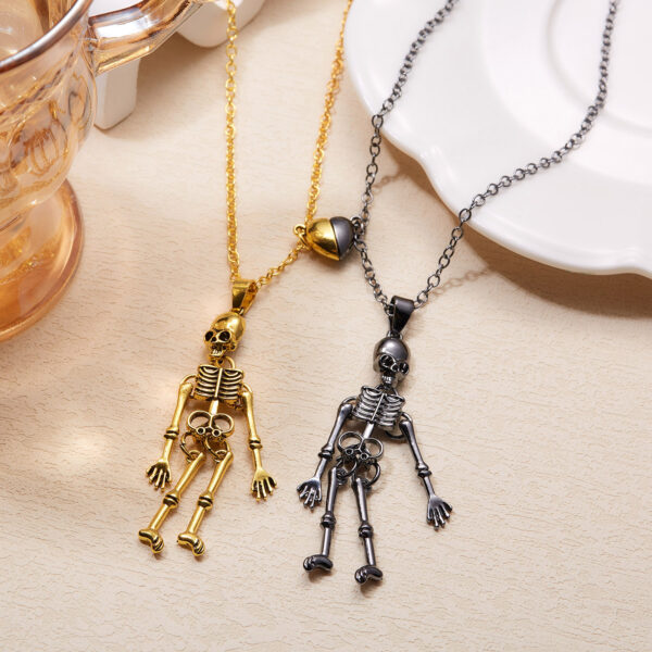 Wholesale Valentine's Day Love Skeleton Ghost Magnet Hand in Hand Necklace