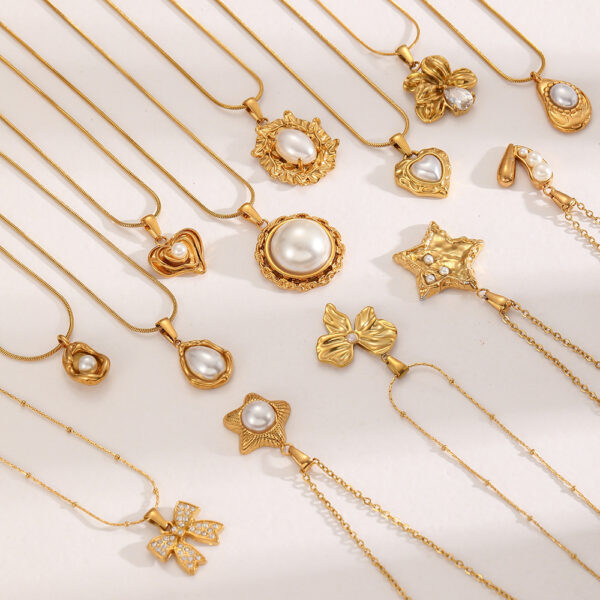 Wholesale Pearl Casting Love Pendant Titanium Steel Necklace