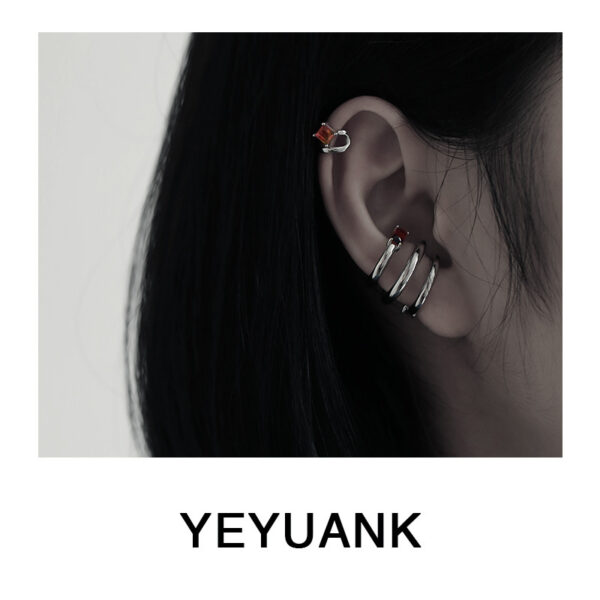 Wholesale Gradient Tourmaline Multi-Layer Earbone Clip Earrings