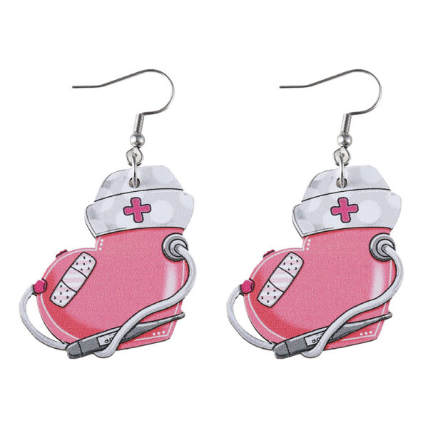 Wholesale Nurse's Day Stethoscope Flower ECG Heart Pendant Earrings