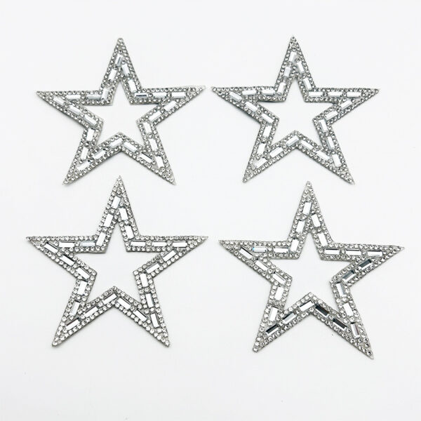 Wholesale 8cm pentagram hot stamping diamond hollow embroidery DIY Patches